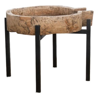 French Farmhouse Dough Bowl End Table For Sale