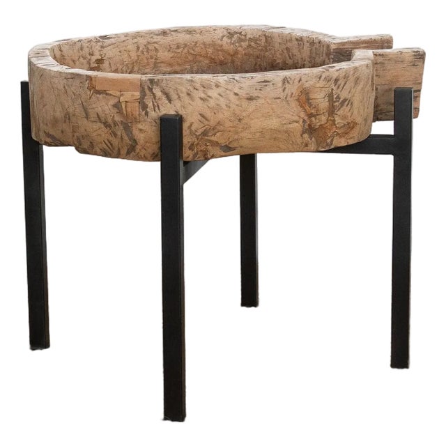 French Farmhouse Dough Bowl End Table For Sale