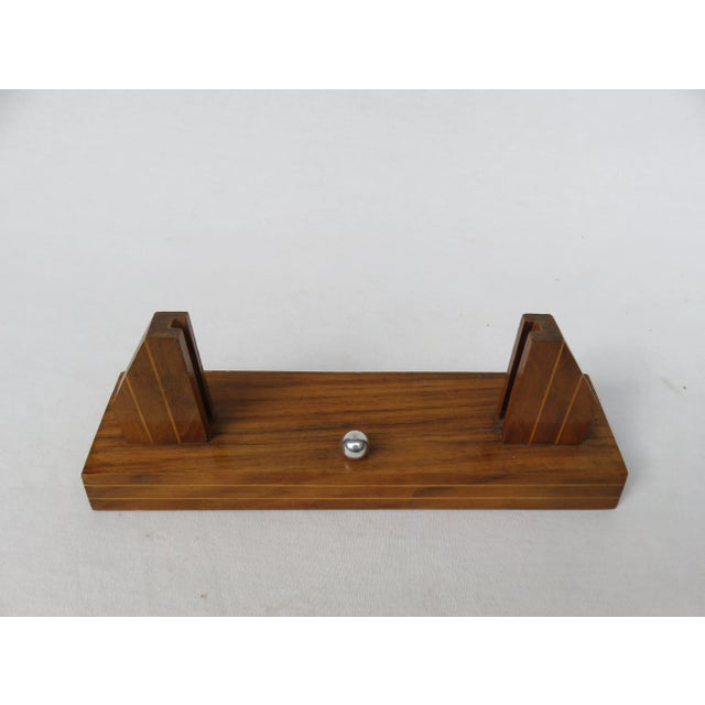 Brown French Art-Deco Wood & Chrome Picture Frame For Sale - Image 8 of 12