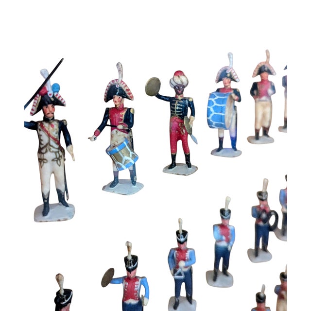 1960s 1960s "Chasseur a Cheval", Old Guard Band From Spain, 18 Tin Soldiers Marching Band Figurines For Sale - Image 5 of 10
