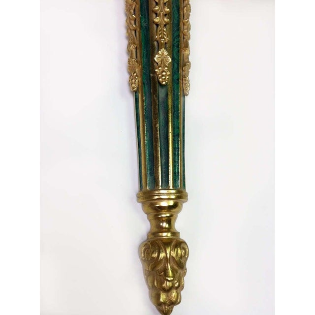 20th Century, Louis XVI Style Three-Light Gilded Bronze and Faux Malachite Sconce For Sale - Image 4 of 6