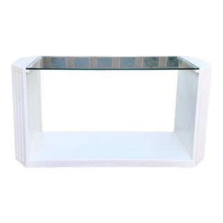1980's Postmodern Plaster Table With Glass Top For Sale
