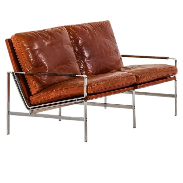 Sofa in Steel and Leather by Preben Fabricius & Jørgen Kastholm, 1960s For Sale