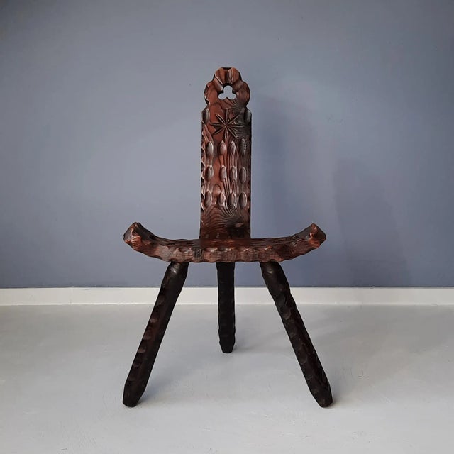 Spanish Wooden Stool, 1960s For Sale - Image 10 of 10