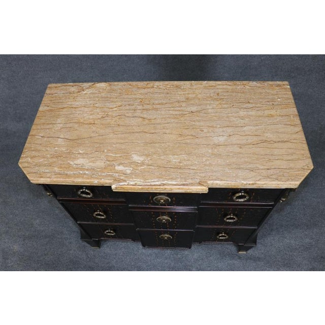 1990s Louis XV Style Marble Top Faux Alligator Théodore Alexander Commode For Sale - Image 5 of 13