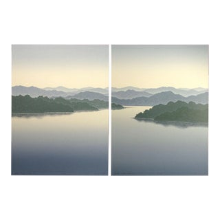 1980s Scott Nellis "Gatun Lake Blue I, Ii, Pair of Hand Signed & Numbered Art Serigraphs For Sale