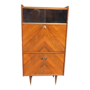 1940's French Art Deco Burl Walnut Secretary Desk