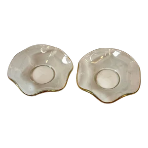 Vintage Gold Trim Glass Bobeches - a Pair