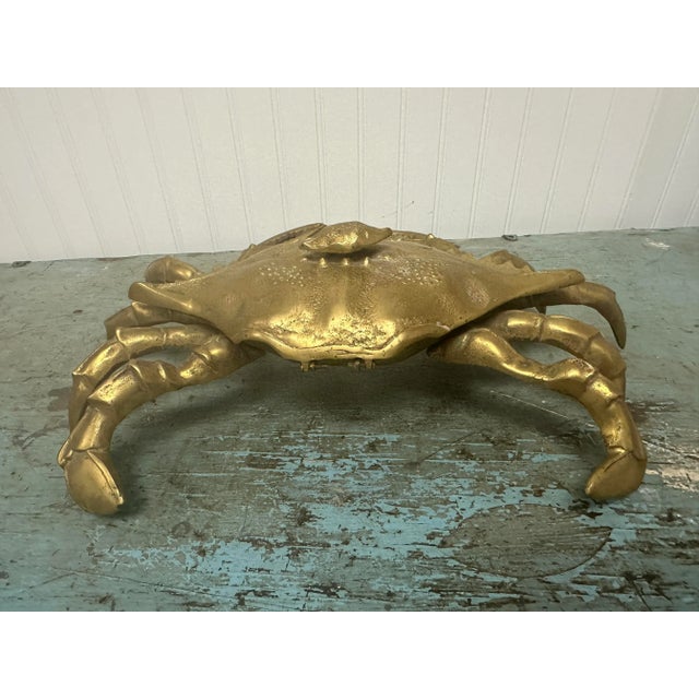 Late 20th Century Vintage Extra Large Brass Crab Figure Box, With Baby Crab on Back For Sale - Image 4 of 11