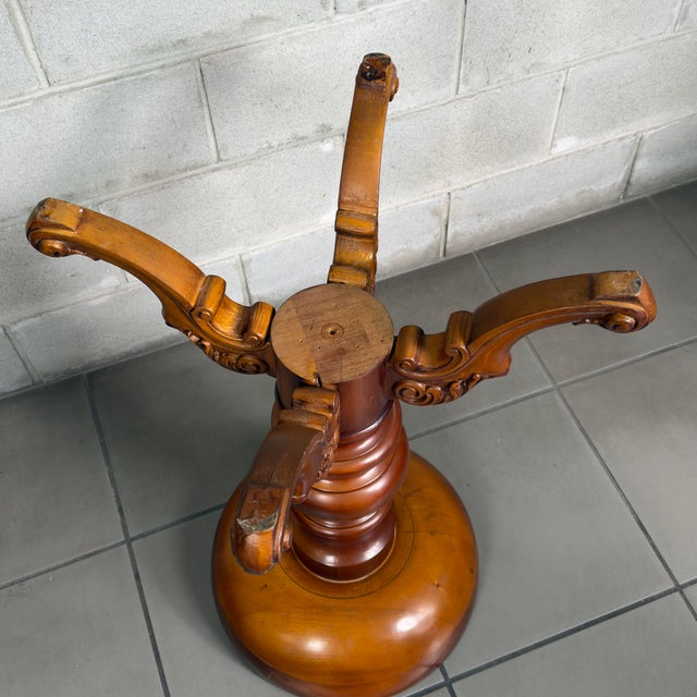 Brown Vintage Tripod Column Planter in Turned Wood, 1960s For Sale - Image 8 of 12