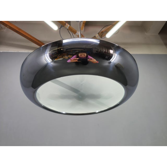 Josef Hurka Bauhaus UFO Pendant Light by Josef Hurka for Napako, 1930s For Sale - Image 4 of 12