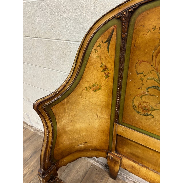 Early 20th Century Antique Three Quarter Size French Louis XV Vernis Martin Style Bed For Sale - Image 5 of 14