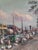 Sky Blue Vintage Original Scandinavian Harbor Oil Painting For Sale - Image 8 of 16