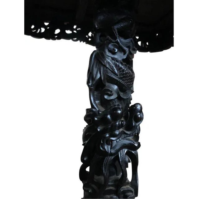 19th Century Chinese Carved Hardwood Center Table with Marble Top For Sale - Image 9 of 11
