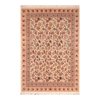 Floral 1990's Pak-Persian Ivory/Pink Wool Rug - 6'0'' X 9'2'' For Sale