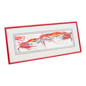 1990s "Red Hot Blues" Crabs Drawing Watercolor Signed J. Swan Numbered