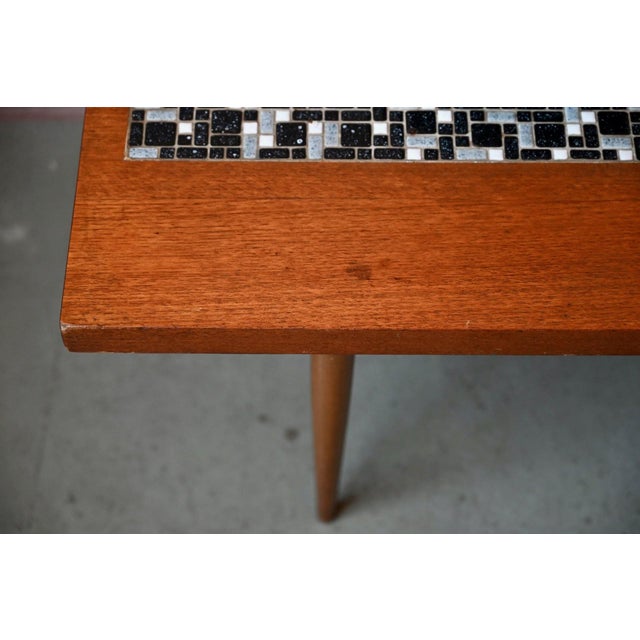 Brown Coffee Table with Teak Spindle Base and Ceramic Mosaic, 1970s For Sale - Image 8 of 18