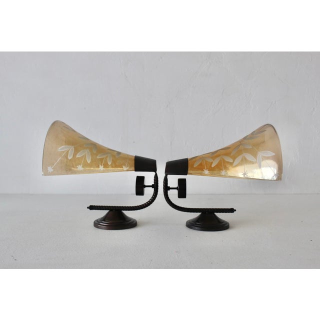 Late 20th Century Mauri Almari Style Champagne Glass Bronze Finish Tea Candle Wall Sconces-a Pair For Sale - Image 14 of 15