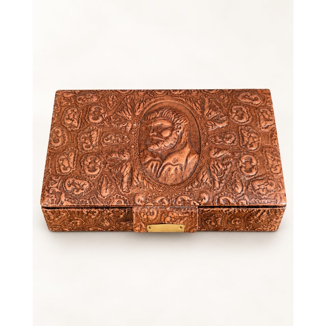 Animal Skin Vintage Spanish Tooled Leather Jewelry Box with Don Quixote, 1960s For Sale - Image 7 of 7