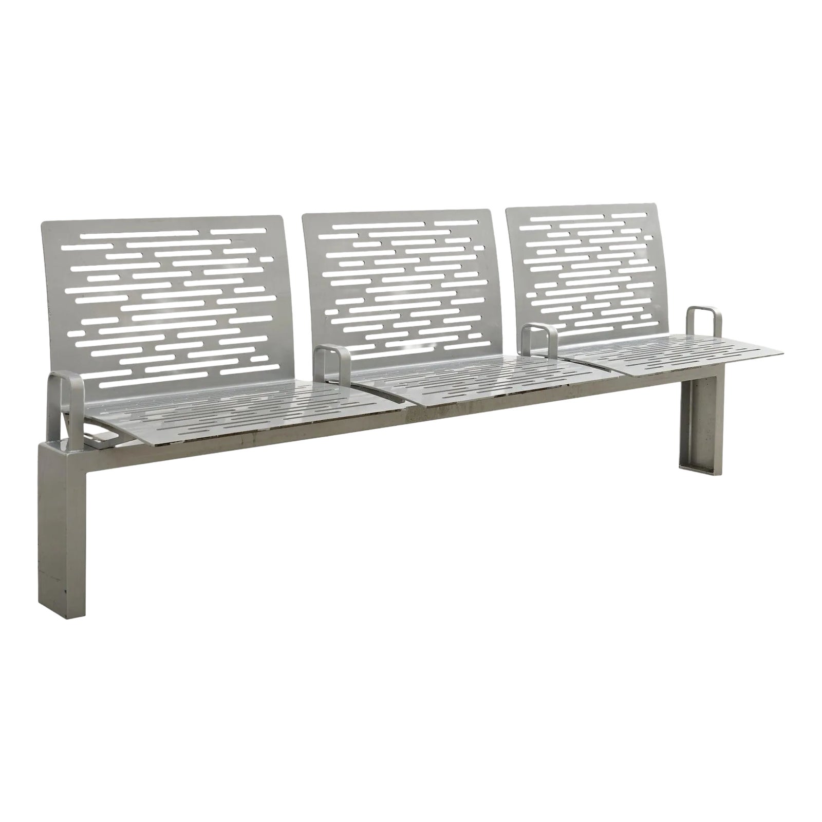 New York City Post Modern Iron Three Seat Park Bench | Chairish