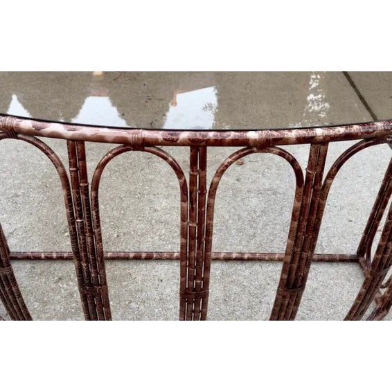 Vintage Tortoise Faux Bamboo Art Deco Iron Console Table For Sale In Columbus - Image 6 of 9
