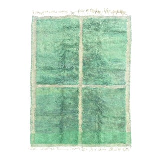 Large Mint Green Moroccan Mrirt Wool Rug For Sale