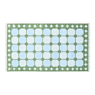 Mishka Rug, 13' x 18', Light Blue, Green and White For Sale