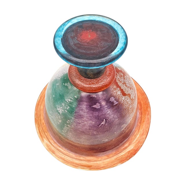 Glass Kosta Boda “Can Can” Compote Bowl by Kjell Engman, Signed Pastel Swedish Postmodern Art Glass For Sale - Image 7 of 14