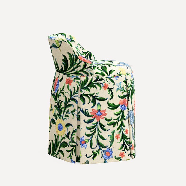 Cloth & Company John Robshaw x Cloth & Company Uptown Skirted Vanity Chair in Trayi Multi For Sale - Image 4 of 6