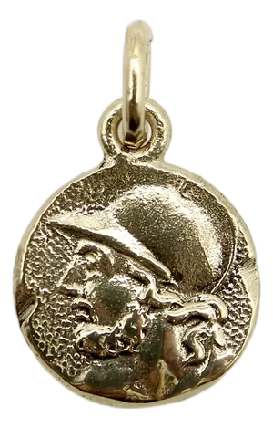 1990s 14k Gold Mars Warrior Pendant