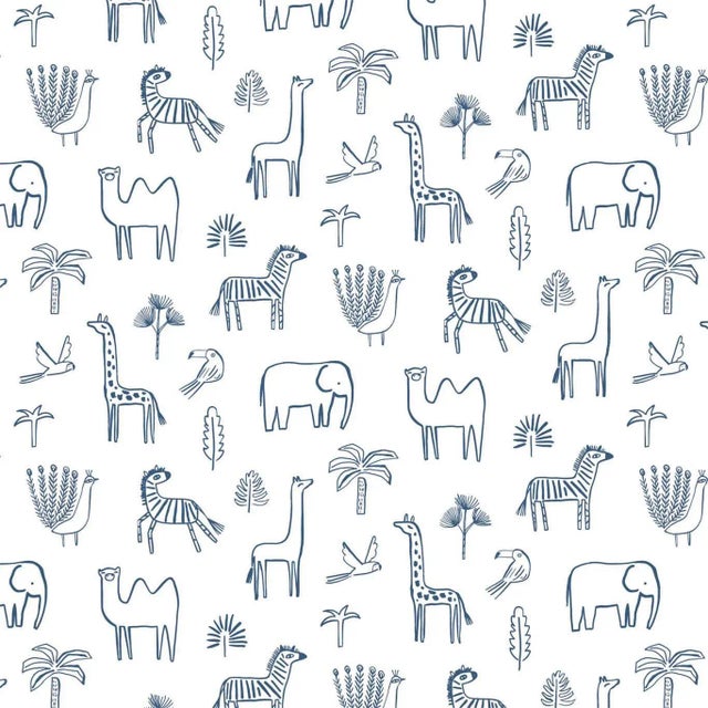 Harlequin Funky Jungle Wallpaper in Navy - a Sample For Sale