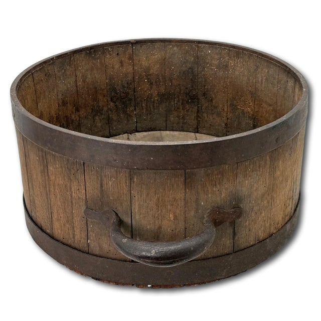 Oxblood Red Large Antique Imperial Bushel Size Hand Made Oak & Wrought Iron Dry Measure - Circa Early 19th Century For Sale - Image 8 of 12