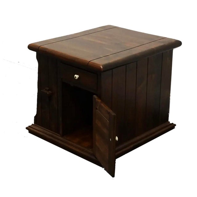 Ethan Allen 1980s Ethan Allen Antiqued Pine Old Tavern Accent Storage Bookcase End Table For Sale - Image 4 of 9