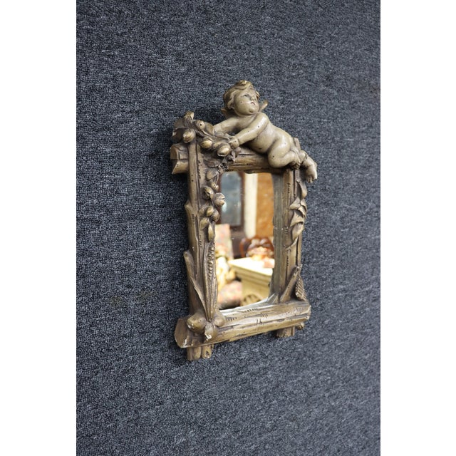 Baroque Style Italian Carved Cherub Wall Mirror For Sale - Image 4 of 5