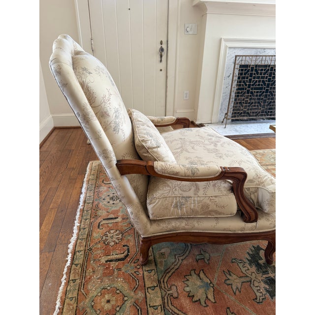 2000 - 2009 Baker Furniture French Provincial Louis XV Oversized Fauteuil Chairs For Sale - Image 5 of 6