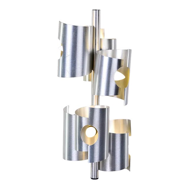 Mid Century Italian Aluminum 6 Light Fixture For Sale