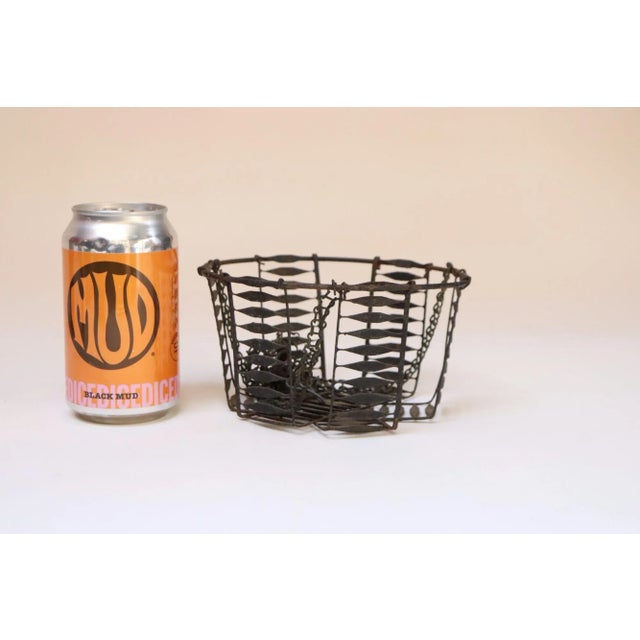 Antique American Primitive Hanging Wire Egg Basket / Planter For Sale - Image 10 of 18