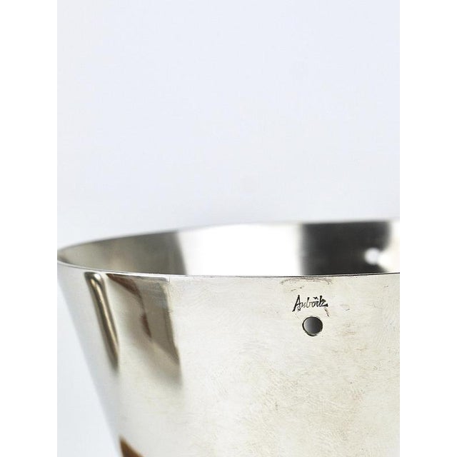 Vintage Nickel-Plated Ice Bucket and Tongs by Carl Auböck, Austria, 1950s, Set of 2 For Sale - Image 11 of 16