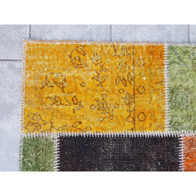 Turkish Mid 20th Century Bohemian Handknotted Wool Runner Oushak Turkish Colorful Runner For Sale - Image 3 of 10