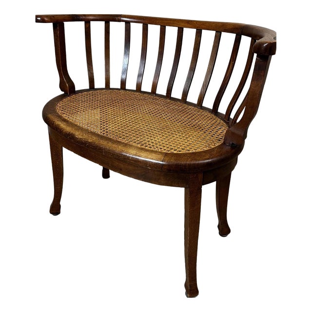 Vintage Cane Armchair, 1940s For Sale