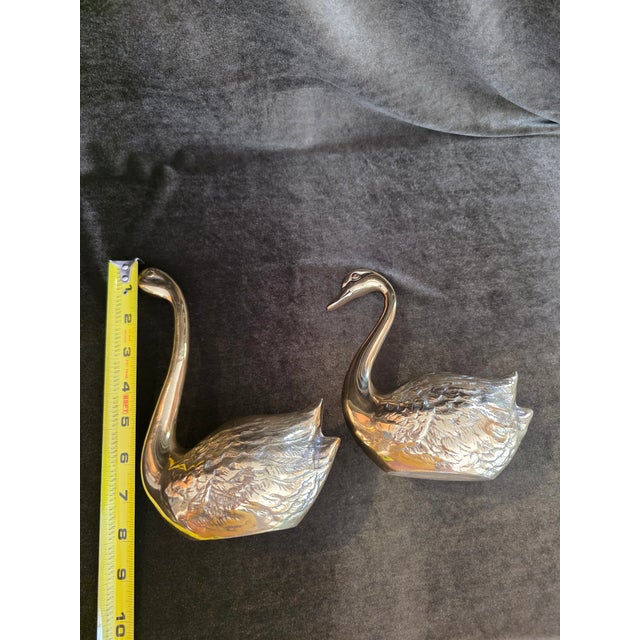 Brass Mid-Century Modern Brass Swan Figures For Sale - Image 8 of 10