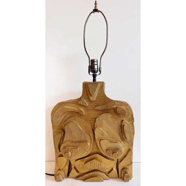 Abstract Mid 20th Century Studio Abstract Sculptural Male/Female Table Lamp, Vintage Shade For Sale - Image 3 of 10