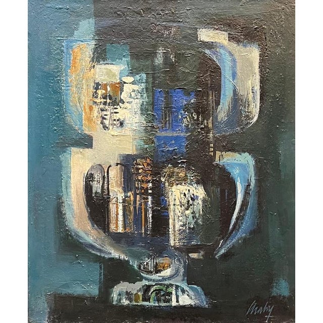 Frank Chabry, Big Blue Vase, Oil on Canvas, 1972 For Sale - Image 9 of 9