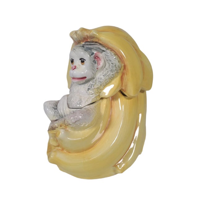 1970's Hand Painted Italian Monkey and Banana Cookie Jar For Sale In Raleigh - Image 6 of 12
