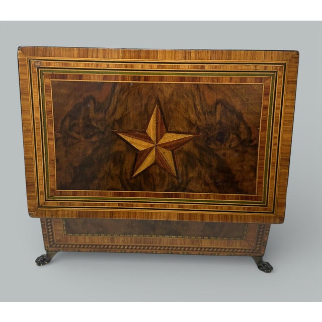 Wood Antique English Burl Walnut Wooden Marquetry Victorian Jewelry Box 19th Century For Sale - Image 7 of 13