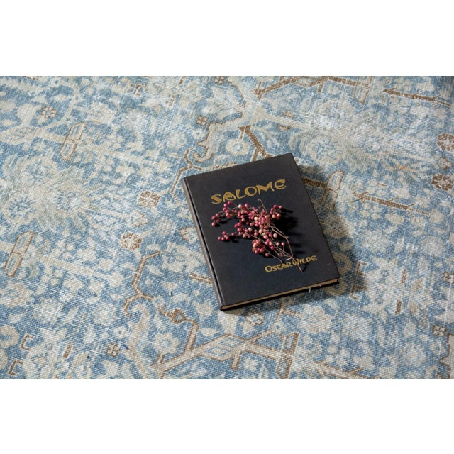 1940s Vintage Allover Blue Botanical Hand-Knotted Wool Rug - 7’11” X 11’5” For Sale - Image 10 of 11