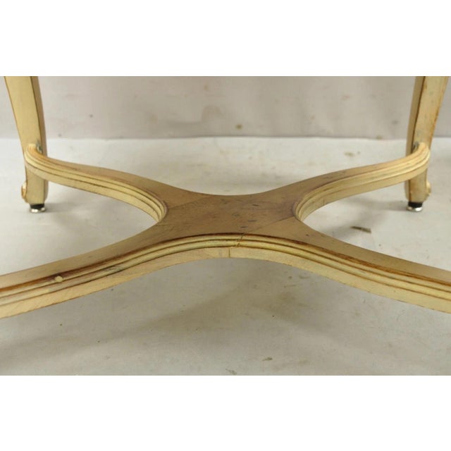 Mid 20th Century French Country Provincial Louis XV Style Upholstered Wingback Lounge Chairs Pair For Sale - Image 9 of 11