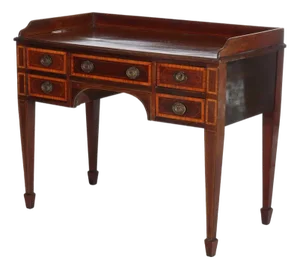 Antique English George III Mahogany & Satinwood Banded & Inlaid Desk C1830