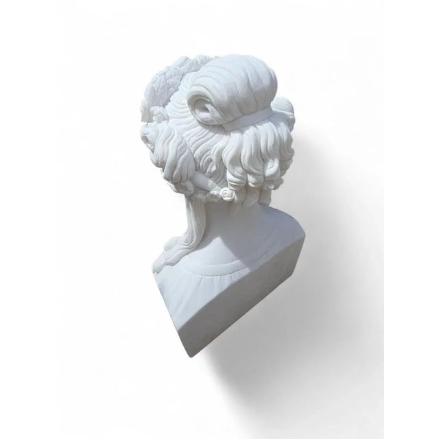 Italian Hand-Carved Marble Bust of Greek Woman, 1980s For Sale - Image 6 of 12