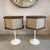Pair of newly finished and upholstered, mid-century modern, Bose 901 series speakers on tulip base stands designed by the...